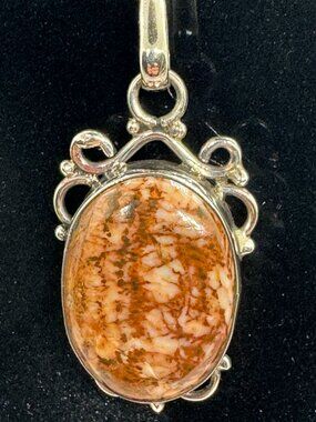 ✨ Sterling Silver Natural Stone Pendant (925) – Warm Earth Tones ✨